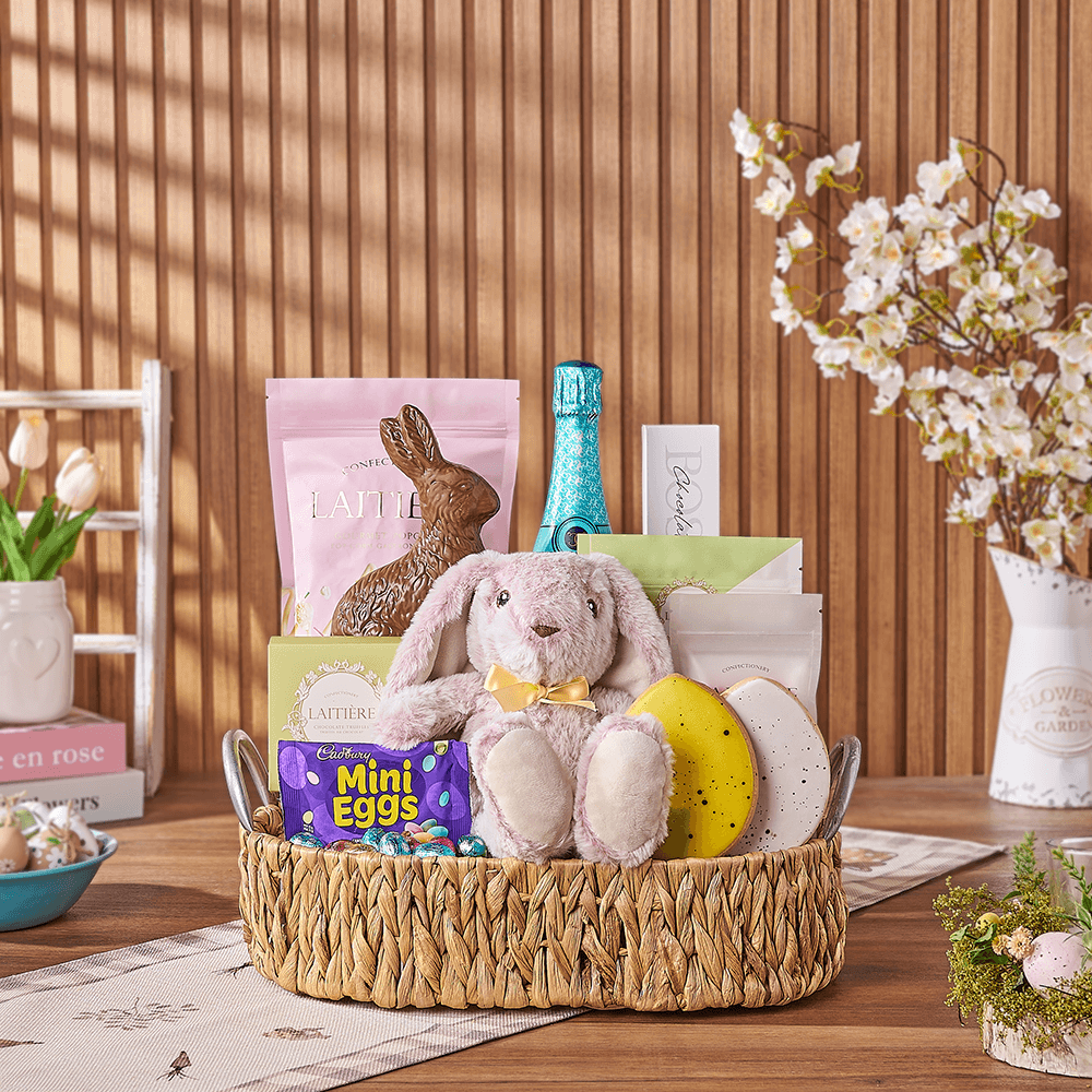 Basket Gift with Sparkling Wine Easter – how the gift is presented