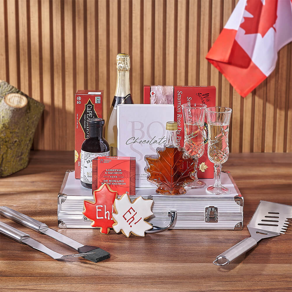 Sparkling Wine Salmon Gift Basket – how the gift is presented