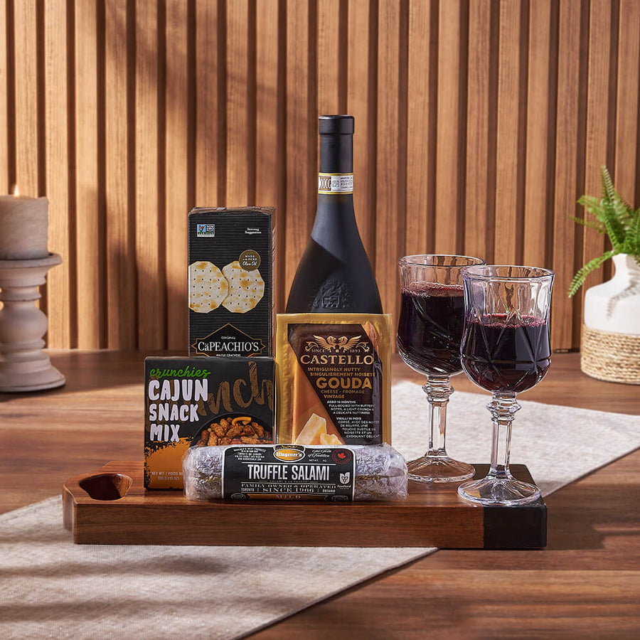 Charcuterie & Wine Gift Basket, wine gift, wine, cheese gift, cheese, charcuterie gift, charcuterie, Maine delivery