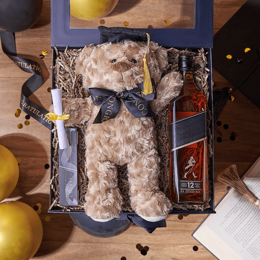 Congratulations Grad Liquor Box, liquor gift, liquor, chocolate gift, chocolate, graduation gift, graduation, Maine delivery