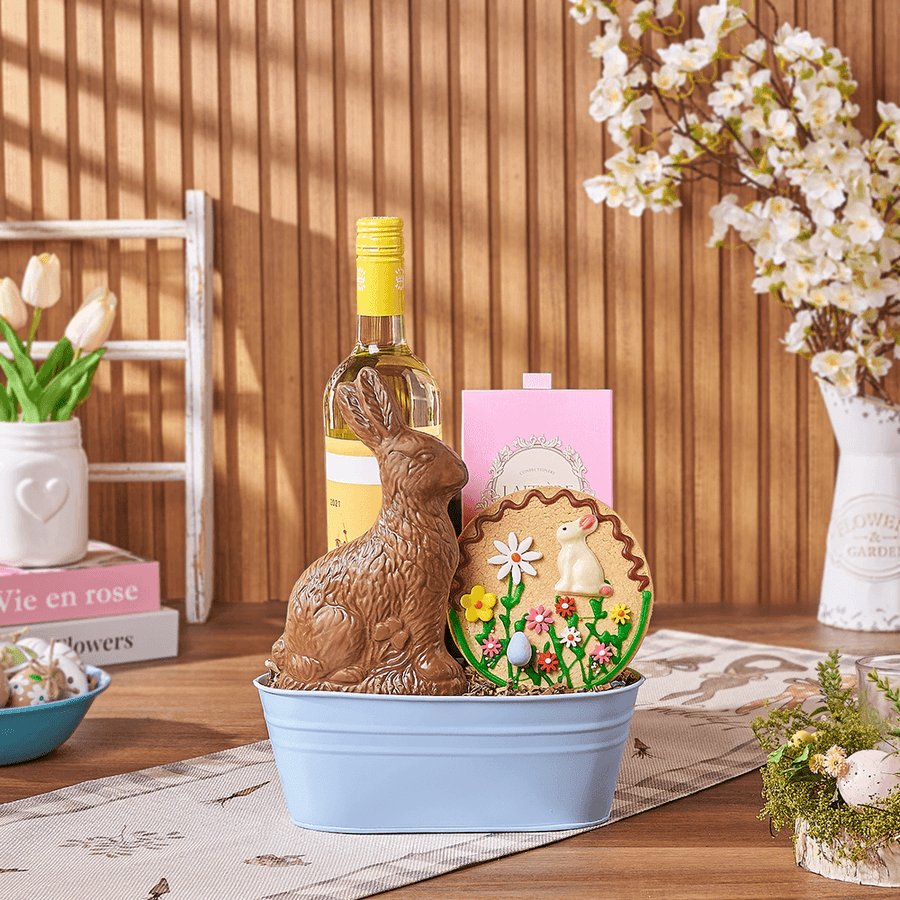 Easter Wine & Chocolate Bunny Gift, wine gift, wine, chocolate gift, chocolate, easter gift, easter, Maine delivery