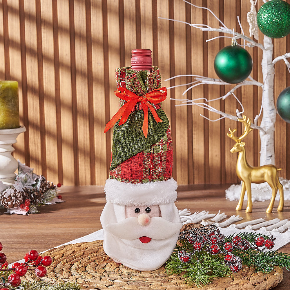 Holiday Wine Gift with Santa Bag – how the gift is presented