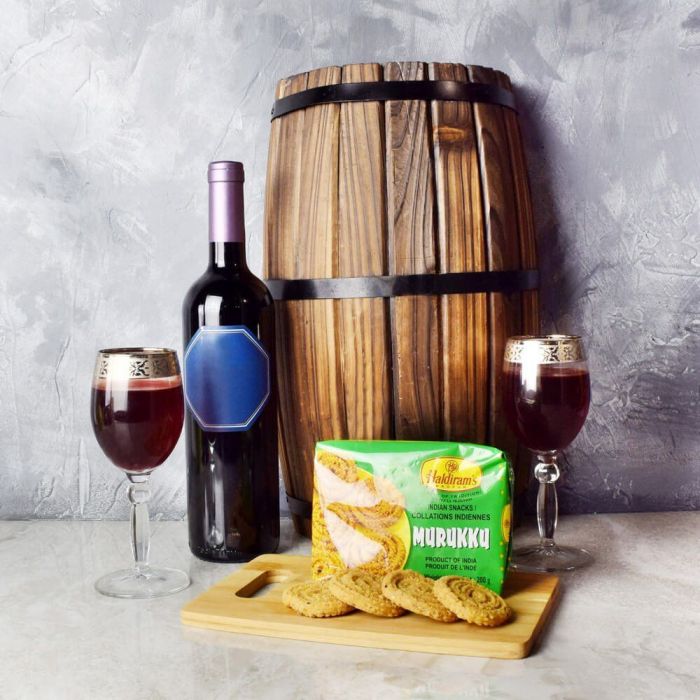 Diwali Murukku and Wine Gift Basket – how the gift is presented