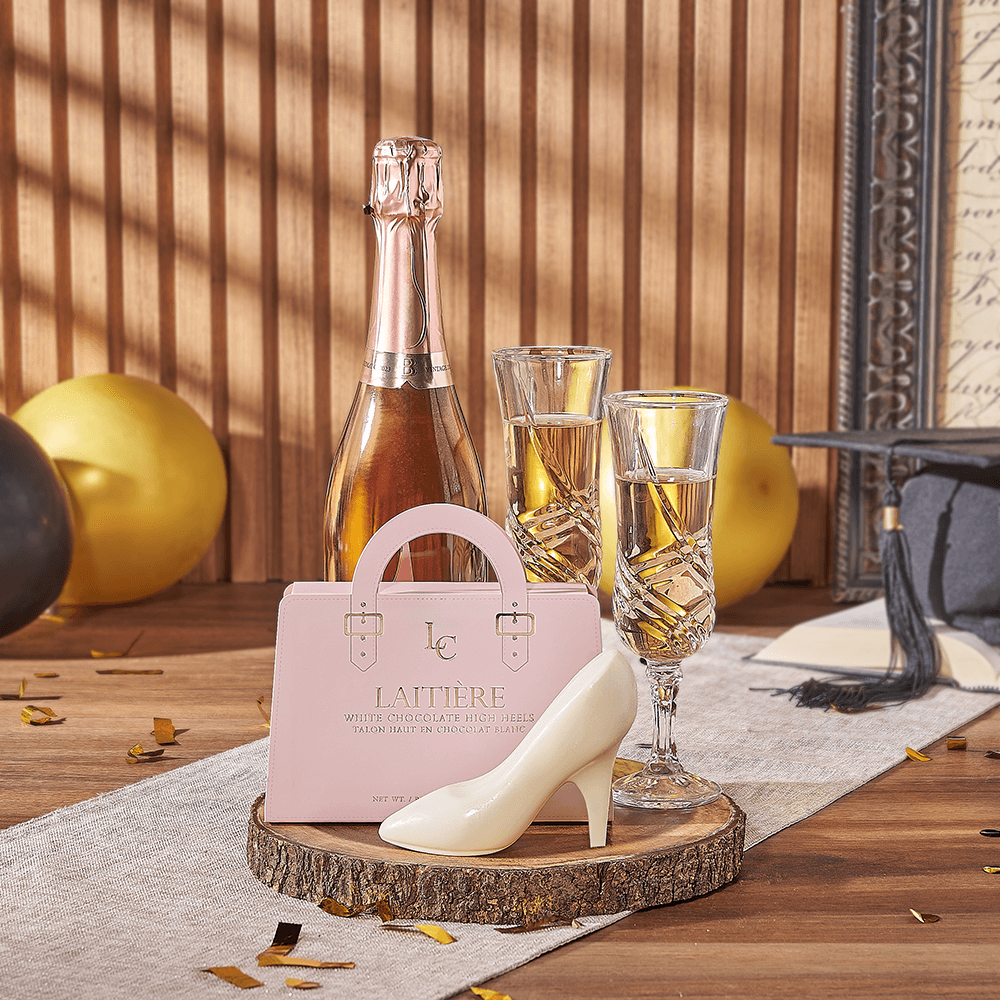 Graduation Sparkling Wine Treats – how the gift is presented