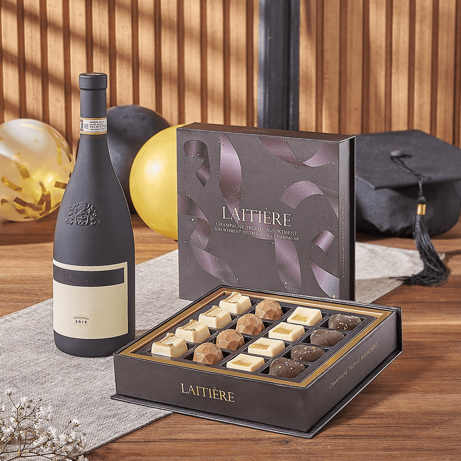 Graduation Wine & Truffle Gift, graduation gift, graduation, wine gift, wine, chocolate gift, chocolate, Maine delivery