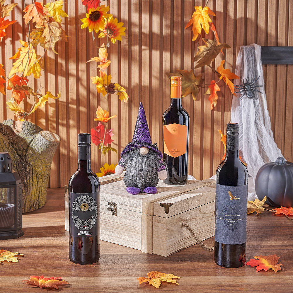 Halloween Wine Trio Set – how the gift is presented