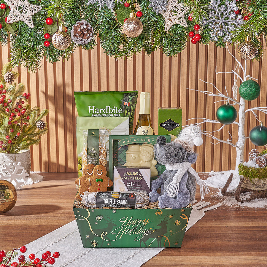 Holiday Wine & Charcuterie Gift Basket, christmas gift, christmas, chocolate gift, chocolate, cookie gift, cookie, wine gift, wine, Maine delivery