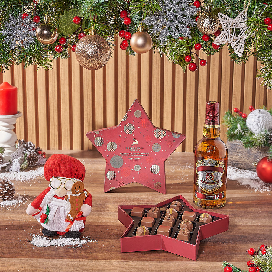 Hollyberry Christmas Liquor Set, christmas gift, christmas, liquor gift, liquor, chocolate gift, chocolate, Maine delivery