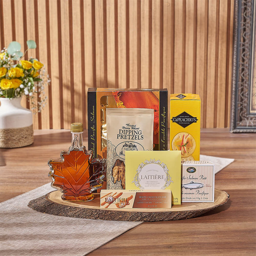 Maple & Salmon Gift Basket, seafood gift, seafood, chocolate gift, chocolate, Maine delivery
