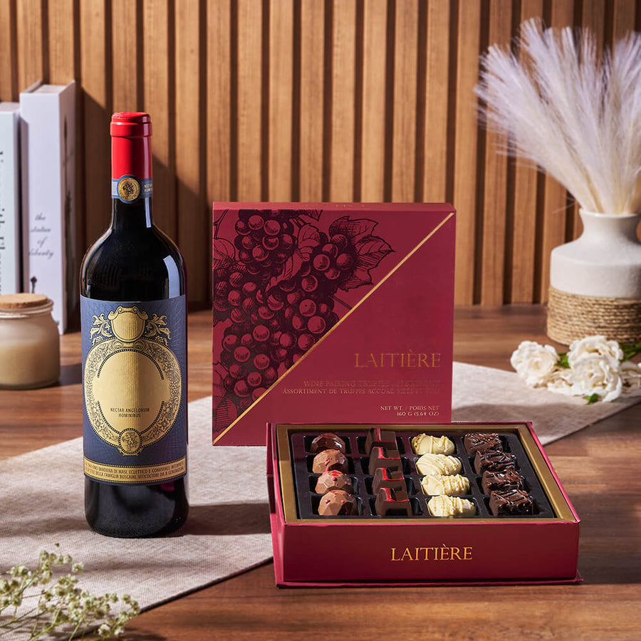 Perfect Duo Wine Gift Set, wine gift, wine, chocolate gift, chocolate, Maine Delivery