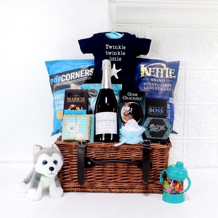 Newborn Gift Set with Champagne – how the gift is presented
