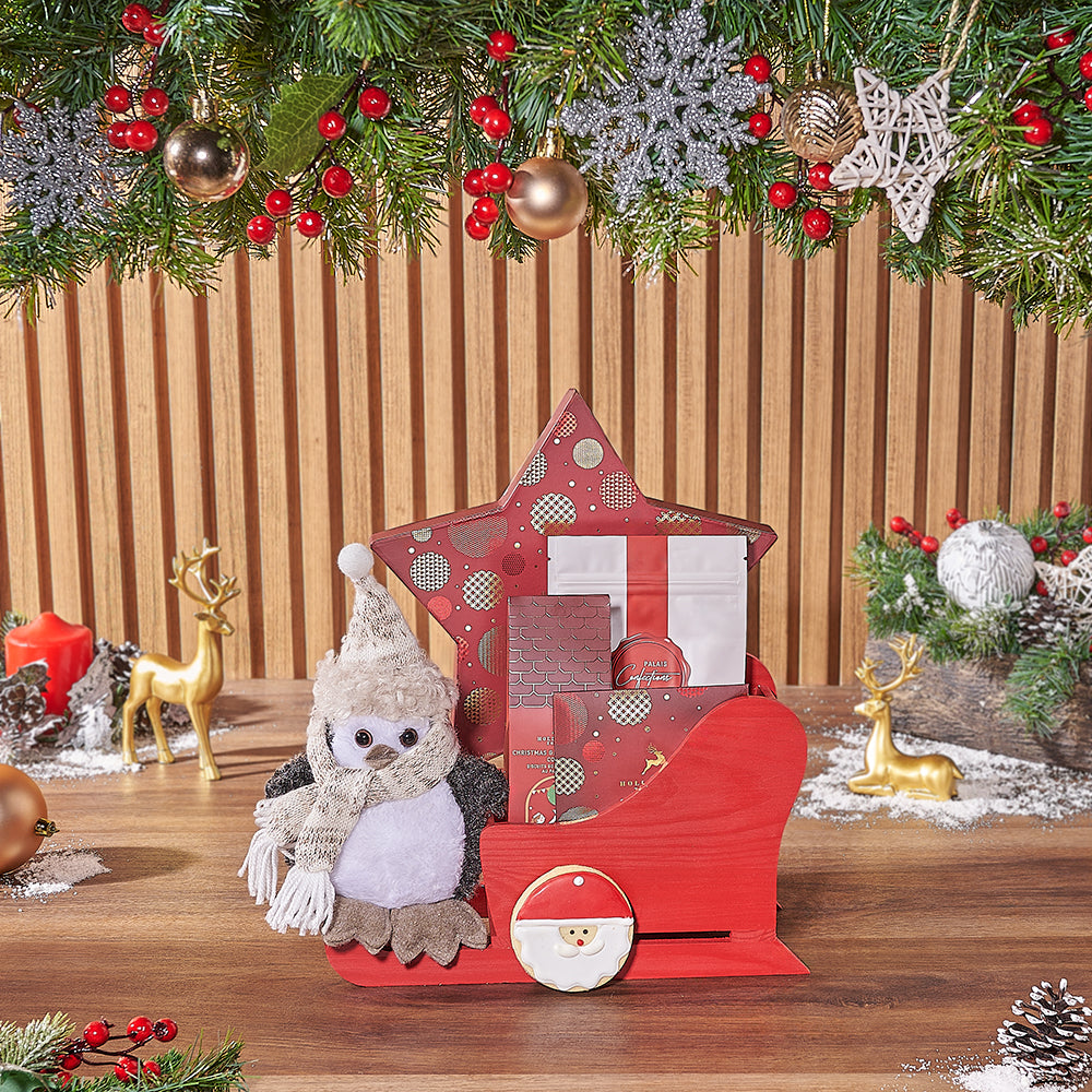 Holiday Season Gourmet Truffle and Cookie Gift Basket – how the gift is presented