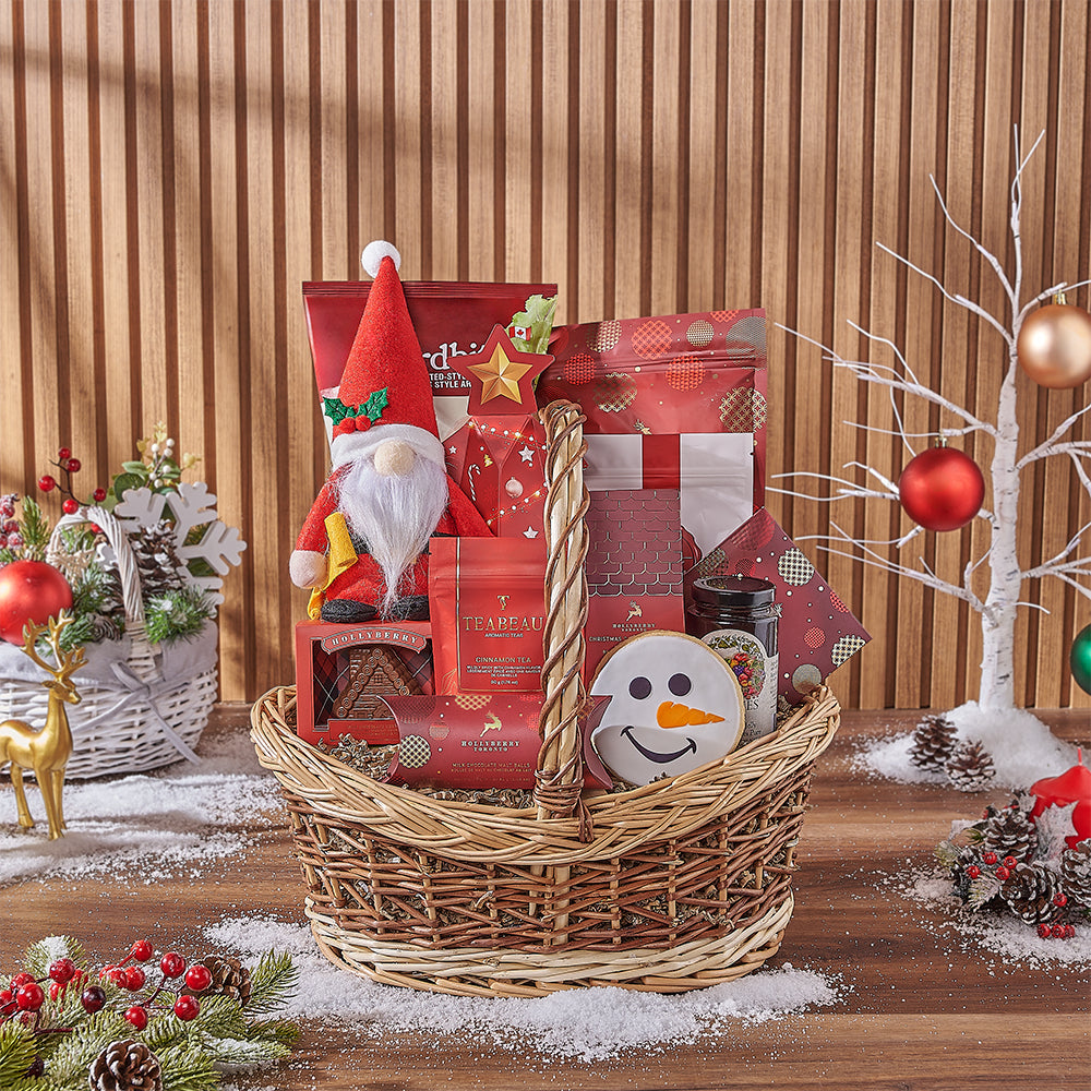 Holiday Peppermint Chocolate Snack Basket – how the gift is presented