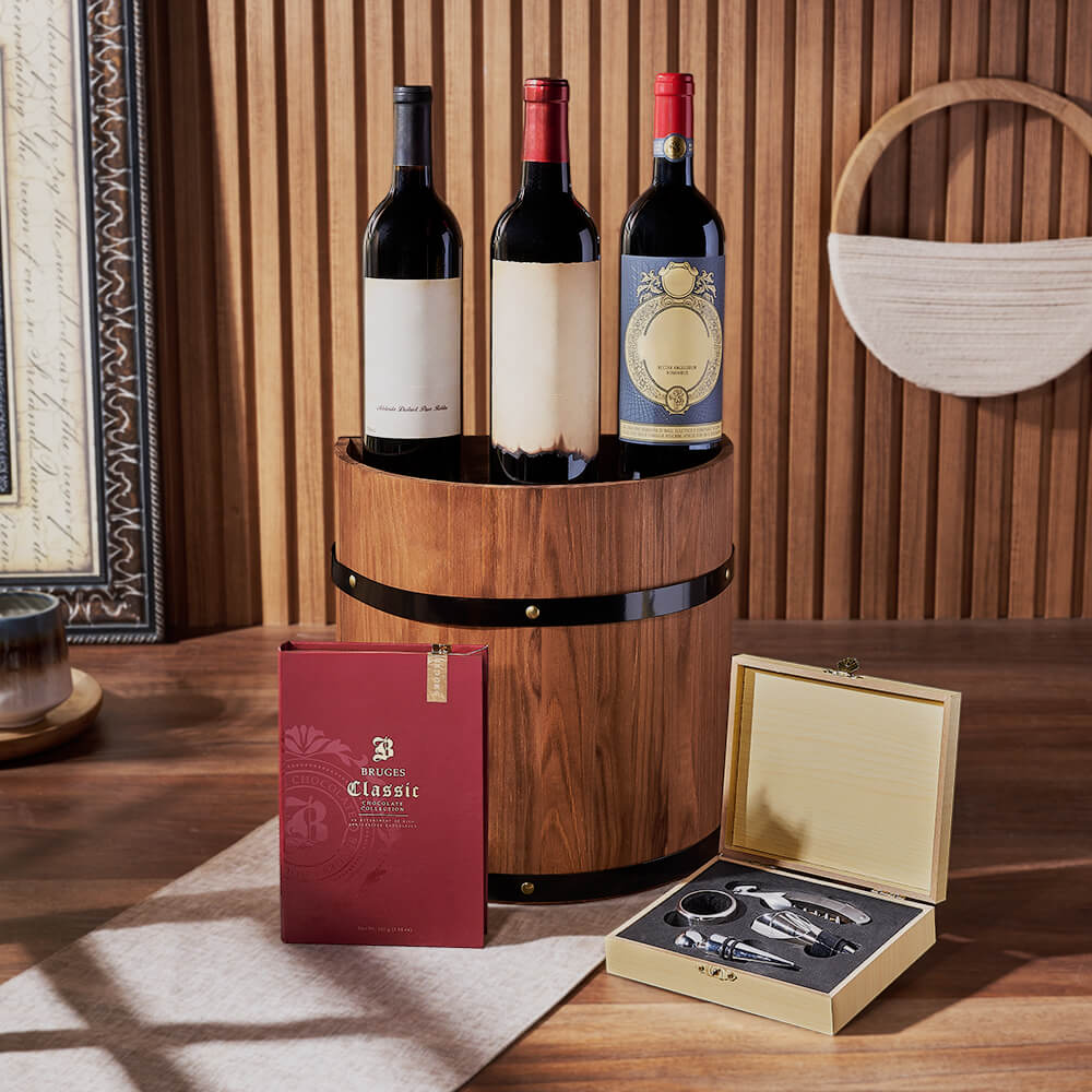 Wooden Wine Barrel Gift – how the gift is presented