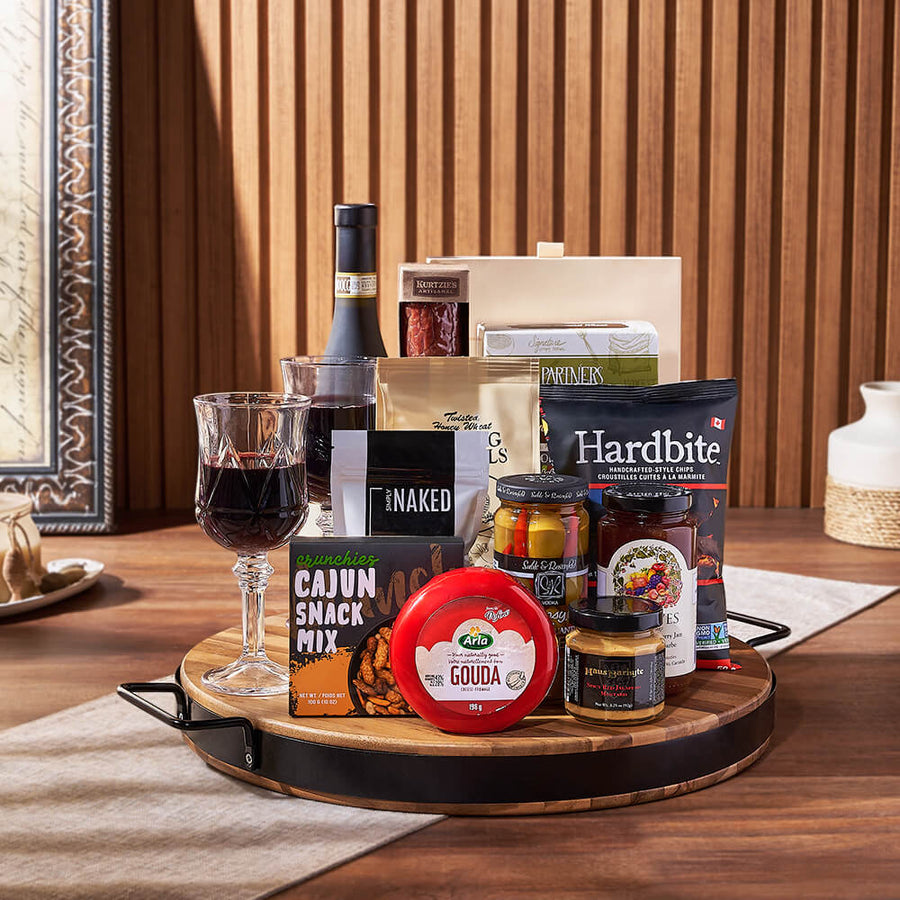 Wish You Success Wine & Goodies Gift Basket, wine gift, wine, charcuterie gift, charcuterie, cheese gift, cheese, Maine Delivery