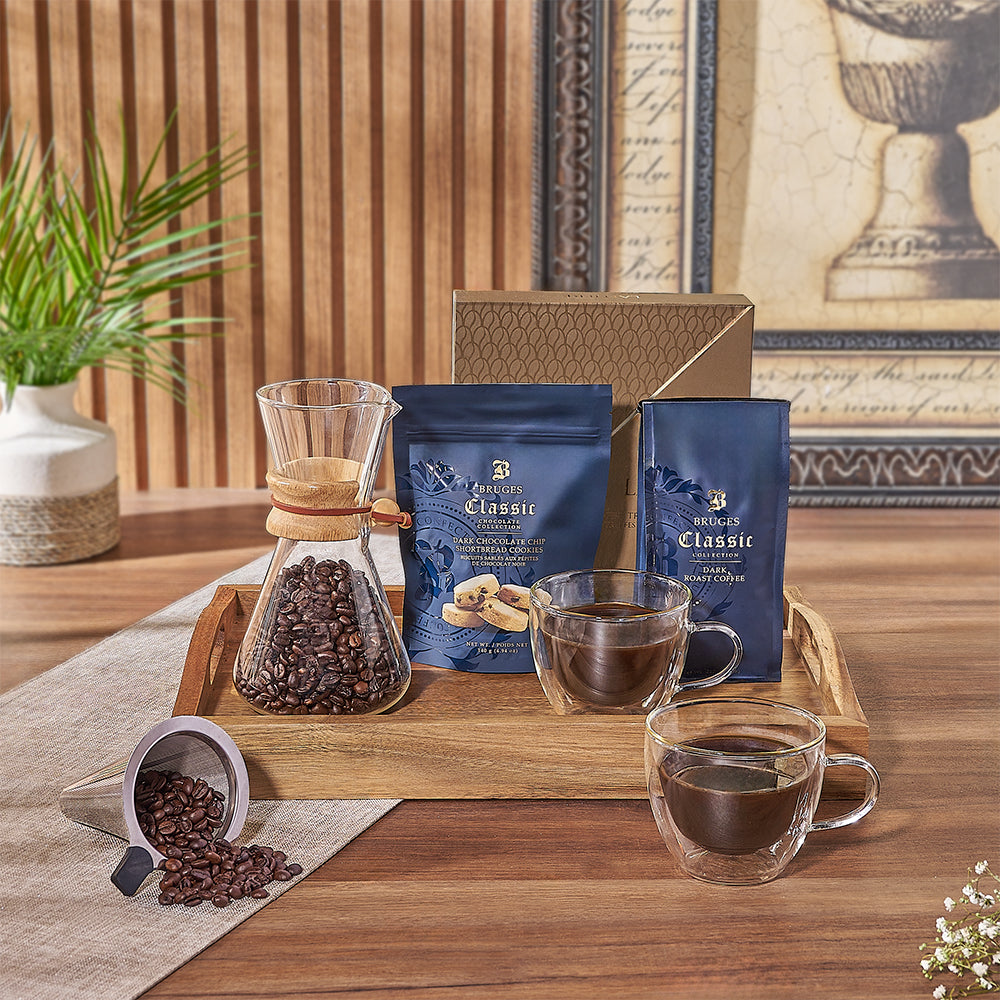 Delight any coffee aficionado with the Forest Hill Coffee &amp; Snack Tray - Maine Baskets