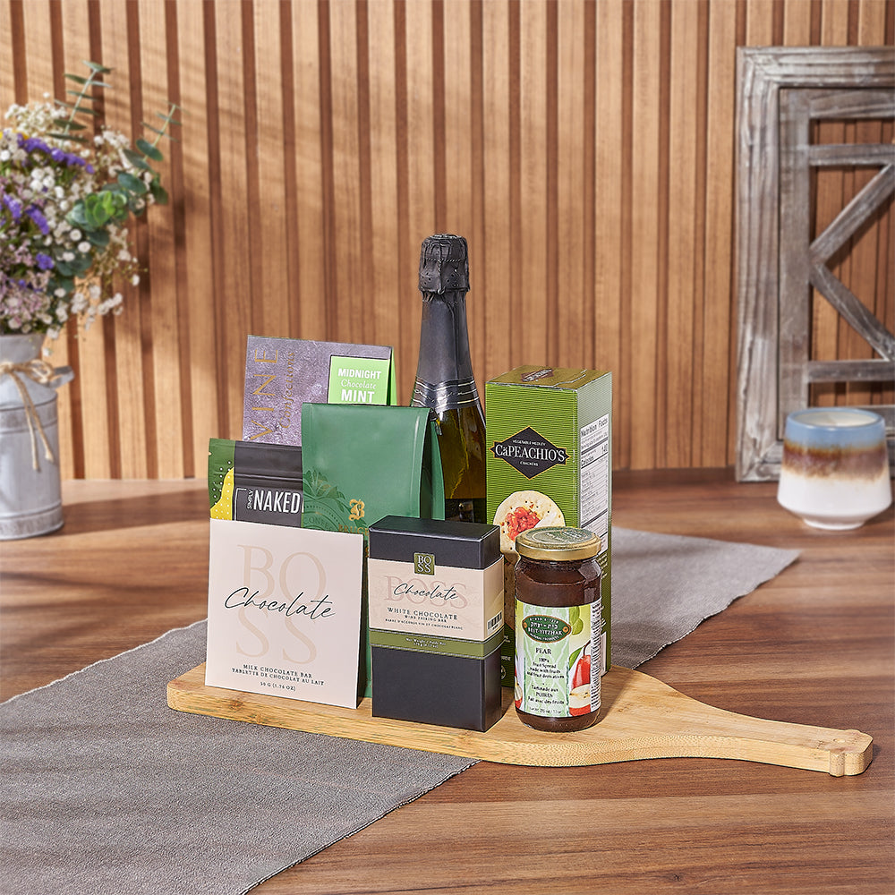 Kosher Champagne &amp; Snacks Gift Basket from Maine Baskets - Champagne Gift Set - Maine Delivery