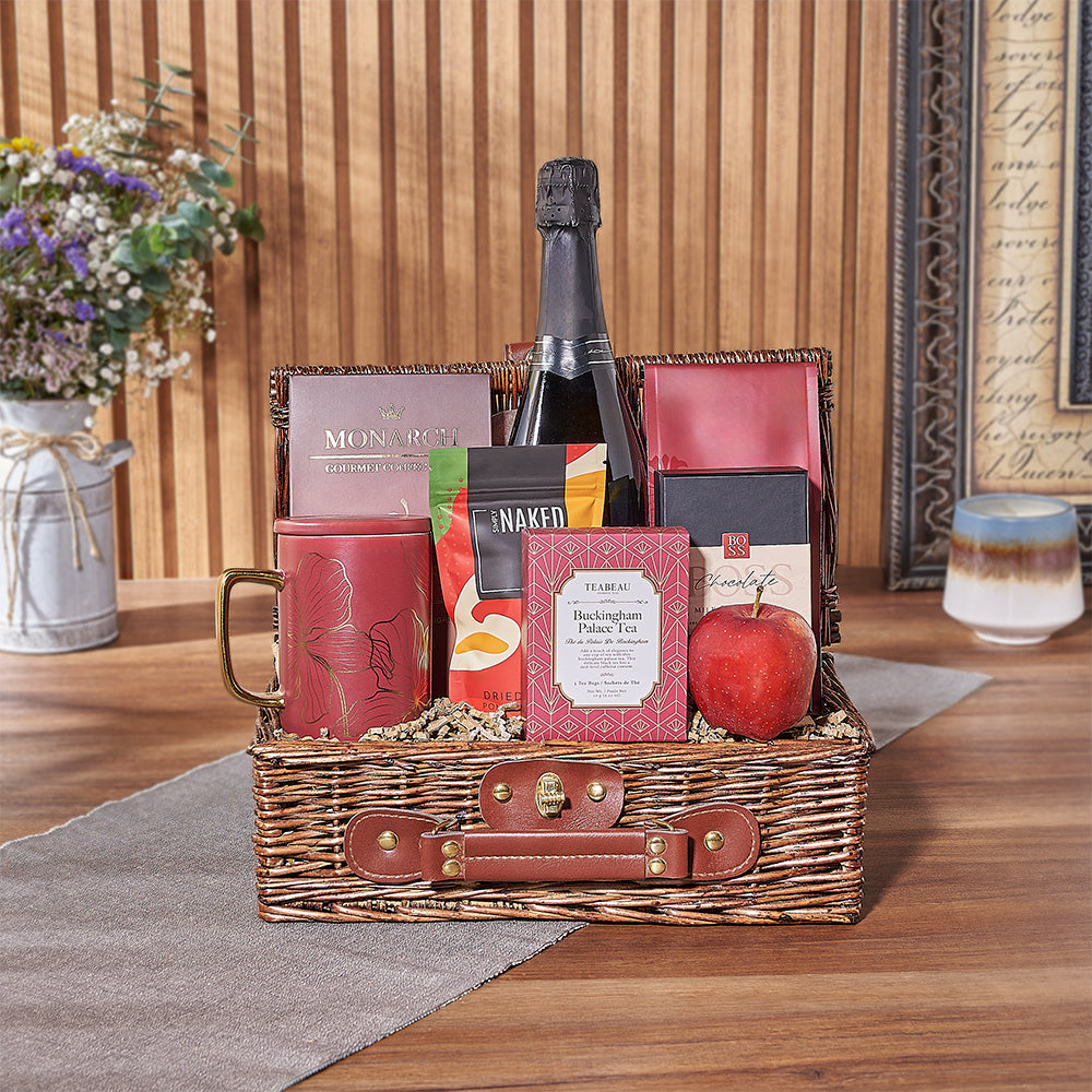 Kosher Champagne &amp; Treats Basket from Maine Baskets - Champagne Gift Set - Maine Delivery