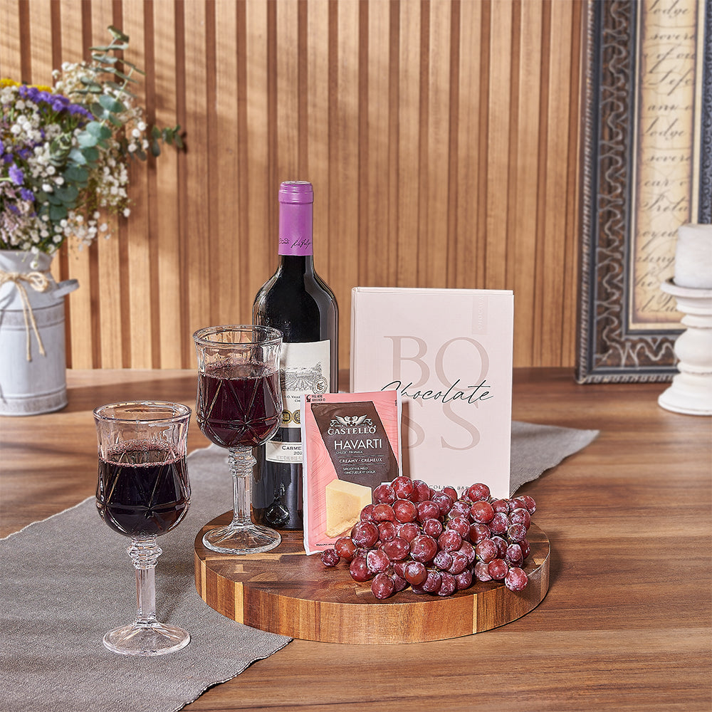 Kosher Wine &amp; Cheese Gift Basket is a delicious wine pairing gift that is sure to please the budding sommelier in your life - Maine Delivery