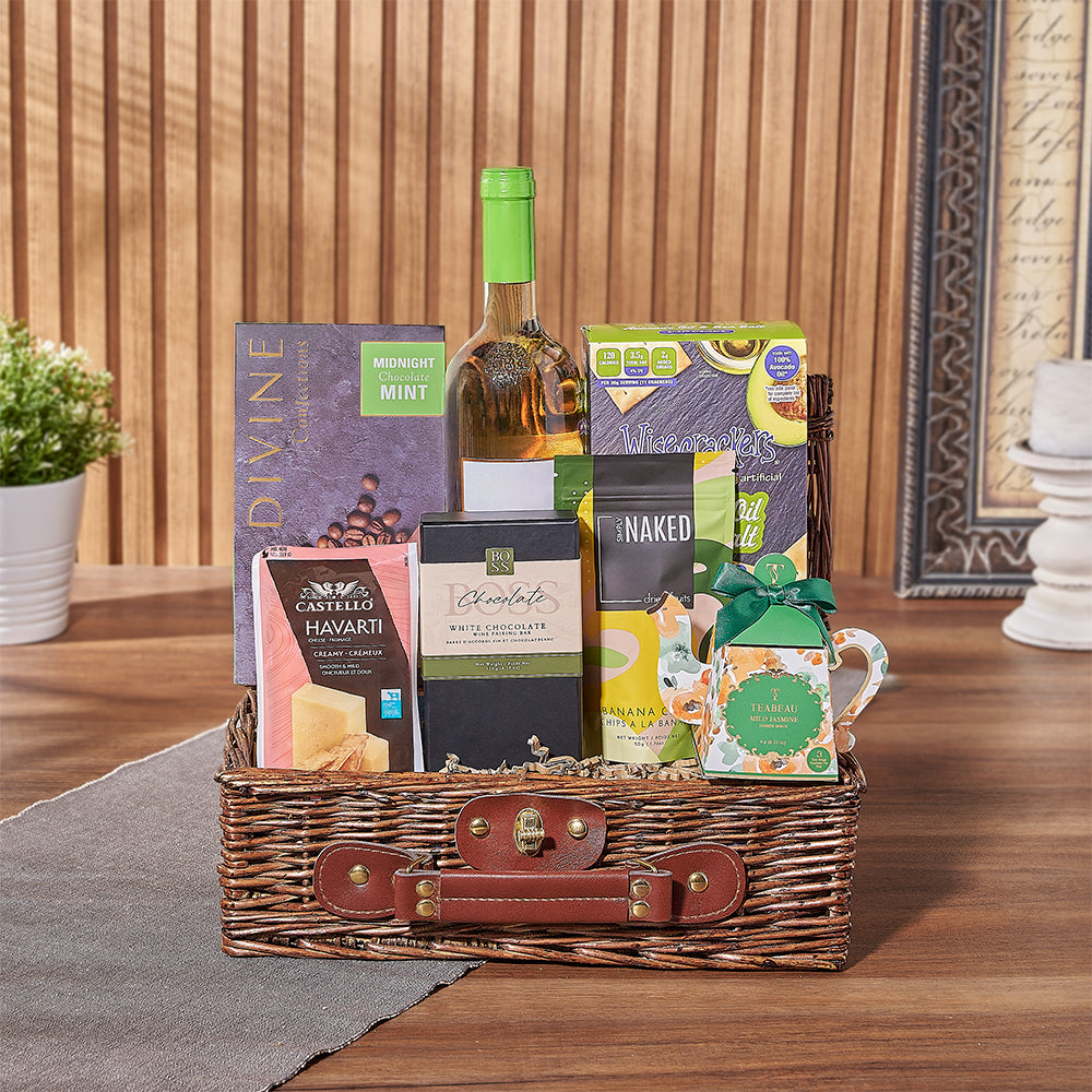 Kosher Wine &amp; Treats Basket from Maine Baskets - Wine Gift Set - Maine Delivery