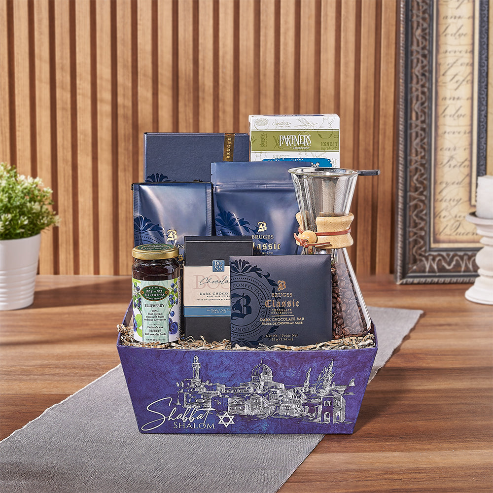 Hanukkah Kosher Treats Basket with Chocolates – how the gift is presented