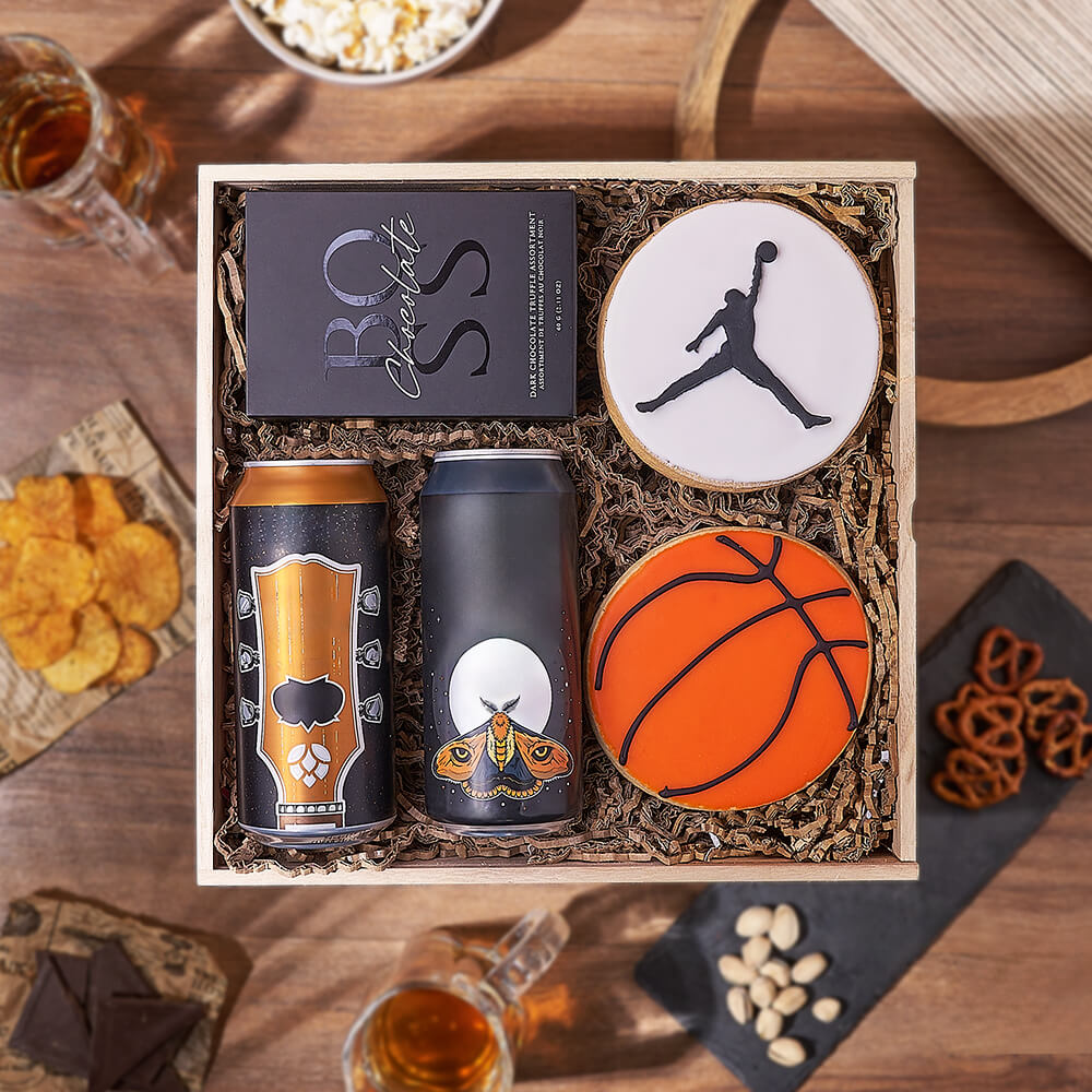 Basketball &amp; Craft Beer Box, beer gift, beer, sports gift, sports, cookie gift, cookie, Maine Delivery