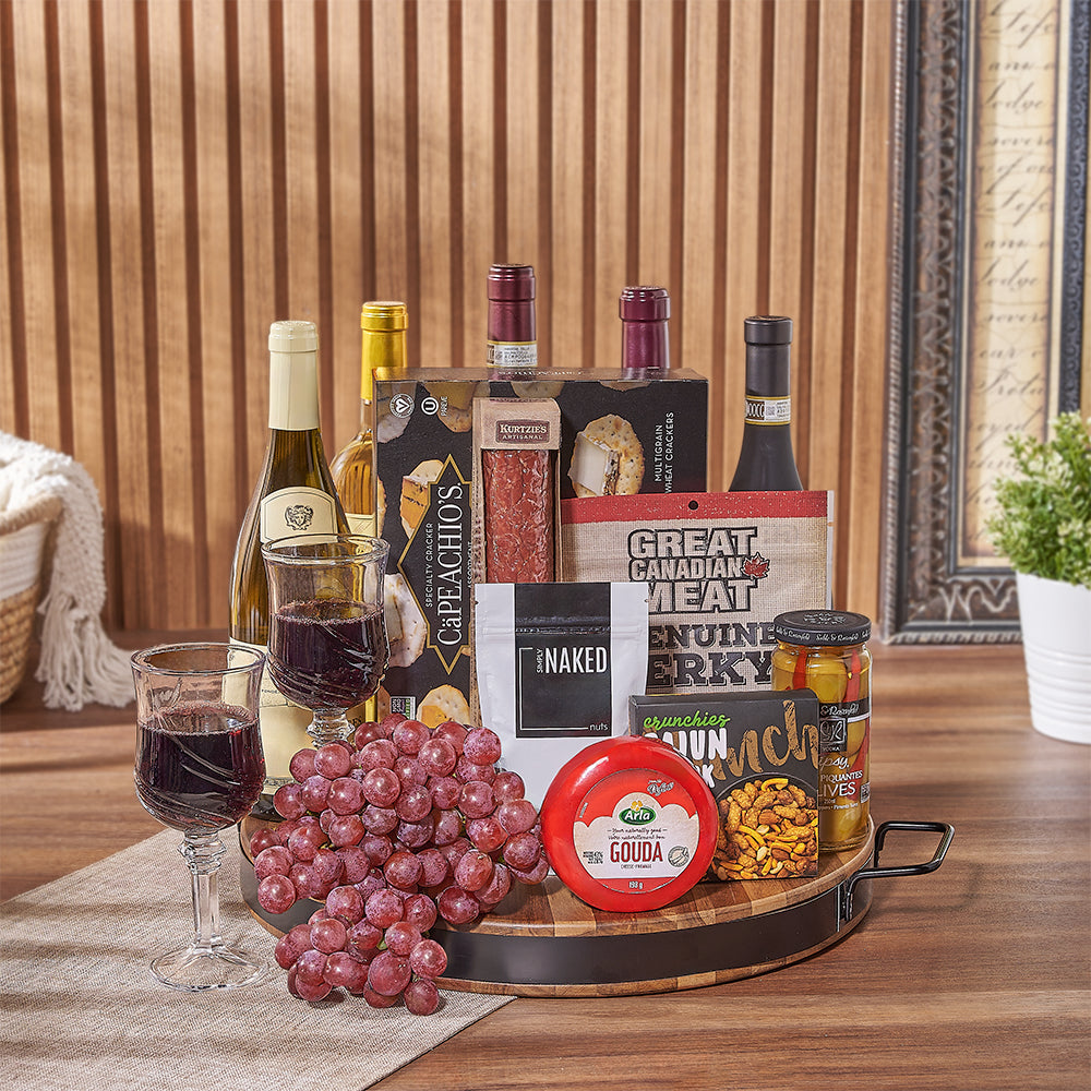 Wine Gift Basket with Five Bottles – how the gift is presented