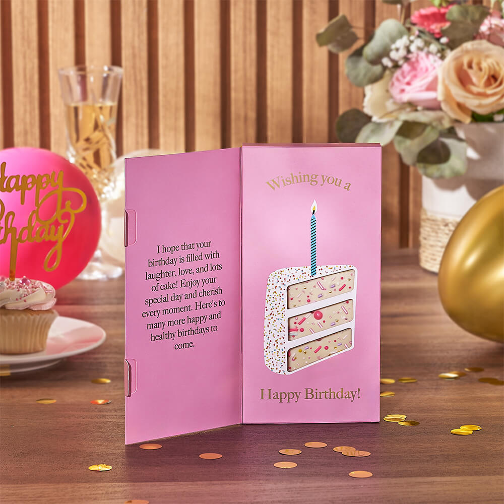 Birthday Treats with White Chocolate Basket – how the gift is presented
