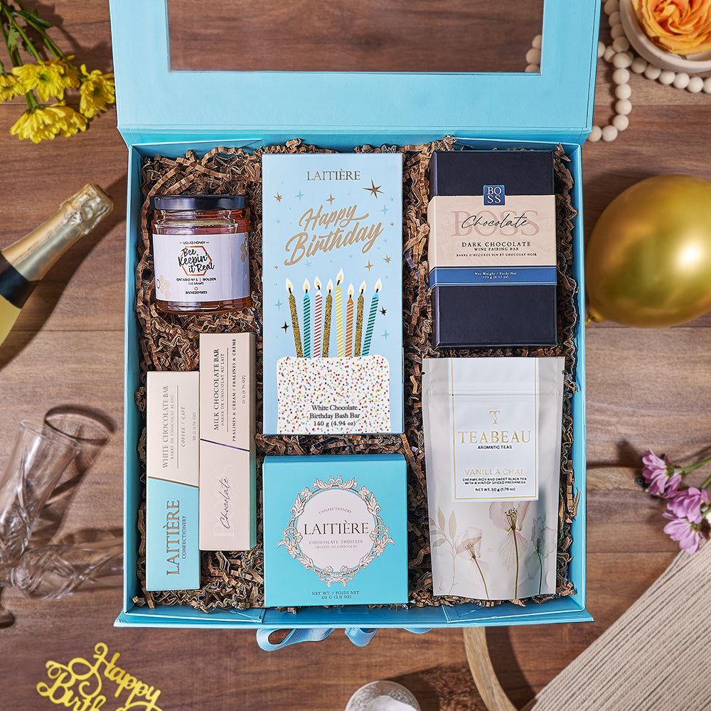 Birthday Chocolate &amp; Chai Gift Box, chocolate gift, chocolate, birthday gift, birthday, tea gift, tea, Maine  delivery
