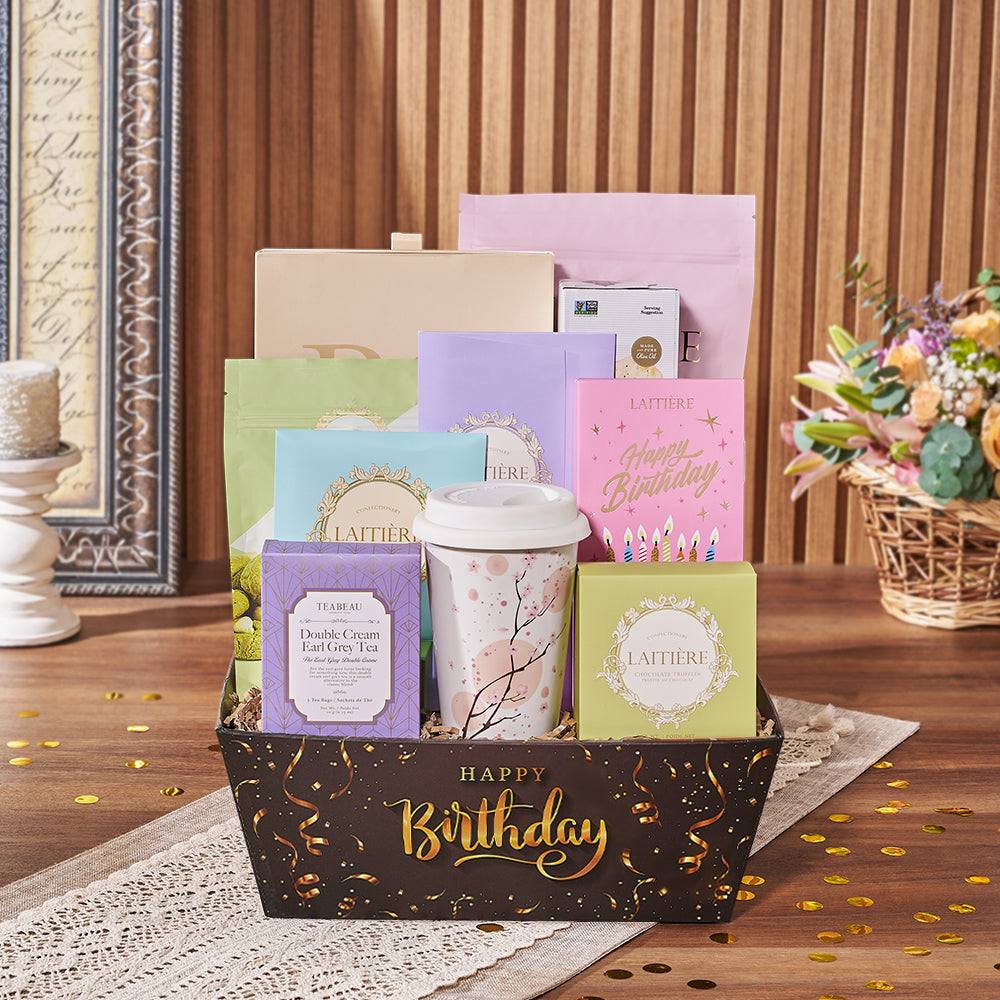Birthday Tea &amp; Goodies Gift, birthday gift, birthday, tea gift, tea, cookie gift, cookie, chocolate gift, chocolate, Maine delivery