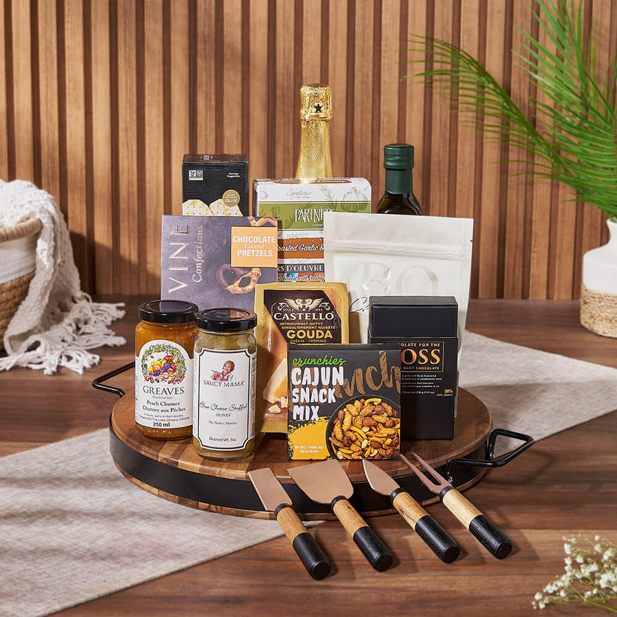 Champagne & Cheese Platter Gift Set from Maine Baskets - Champagne Gift Basket - Maine Delivery