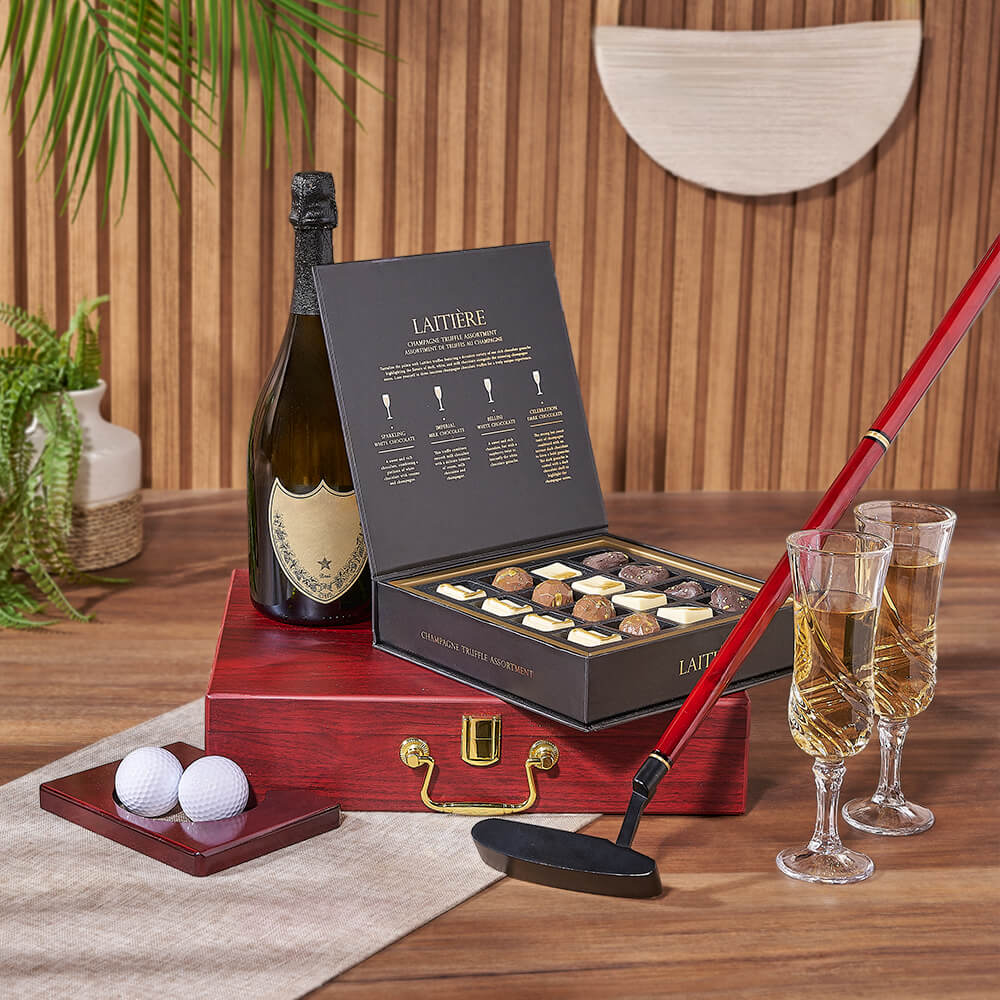Champagne &amp; Golf Practice Set, champagne gift, champagne, sparkling wine gift, sparkling wine, golf gift, golf, Maine delivery