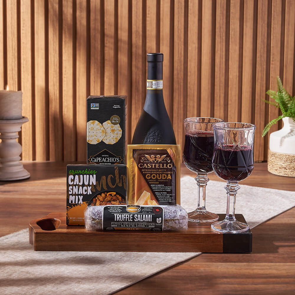 Charcuterie & Wine Gift Basket, wine gift, wine, cheese gift, cheese, charcuterie gift, charcuterie, Maine  delivery