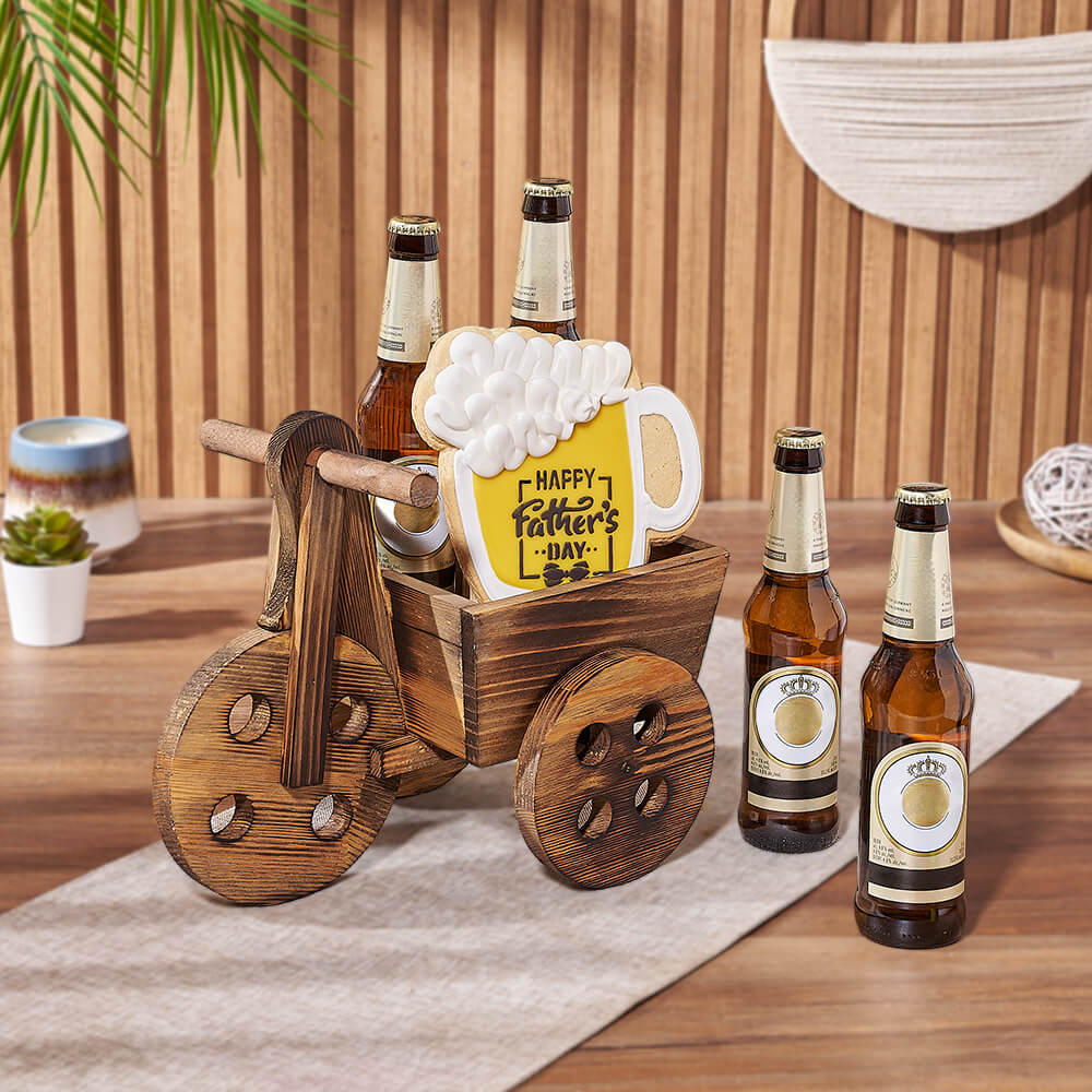 Father's Day Wooden Cart Beer – how the gift is presented