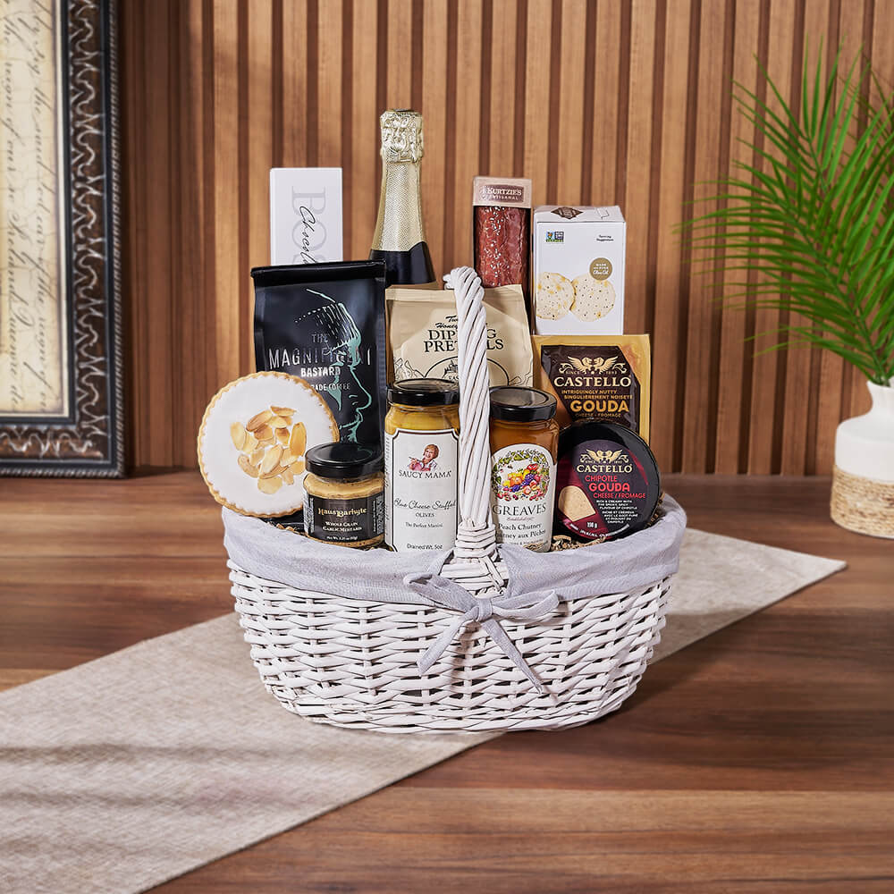 Cheese, Chutney &amp; Champagne Gift Set from Maine Baskets - Champagne Gift Basket - Maine Delivery