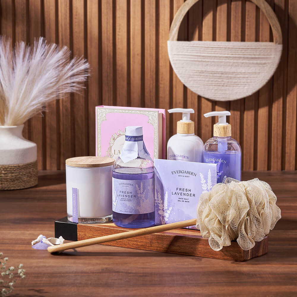 Chocolate &amp; Lavender Spa Gift Board from Maine Baskets - Spa Gift Set - Maine Delivery