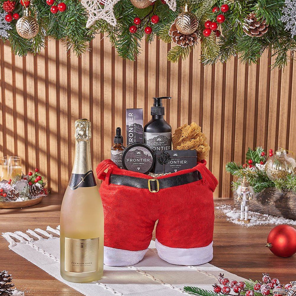Christmas Champagne &amp; Spa Gift Bag, christmas gift, christmas, champagne gift, champagne, sparkling wine gift, sparkling wine, spa gift, spa, mens spa gift, mens spa, Maine delivery