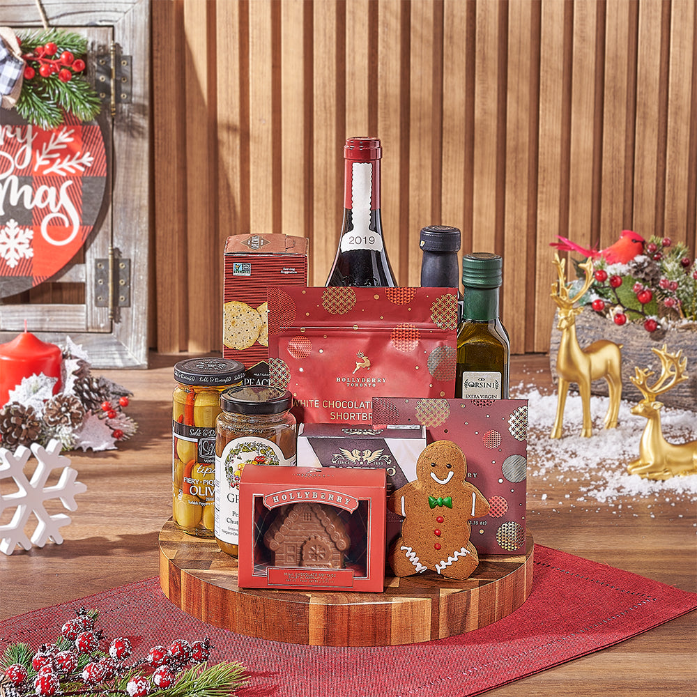 Christmas Chocolate &amp; Wine Gift Board, wine gift, wine, christmas gift, christmas, holiday gift, holiday, Maine delivery