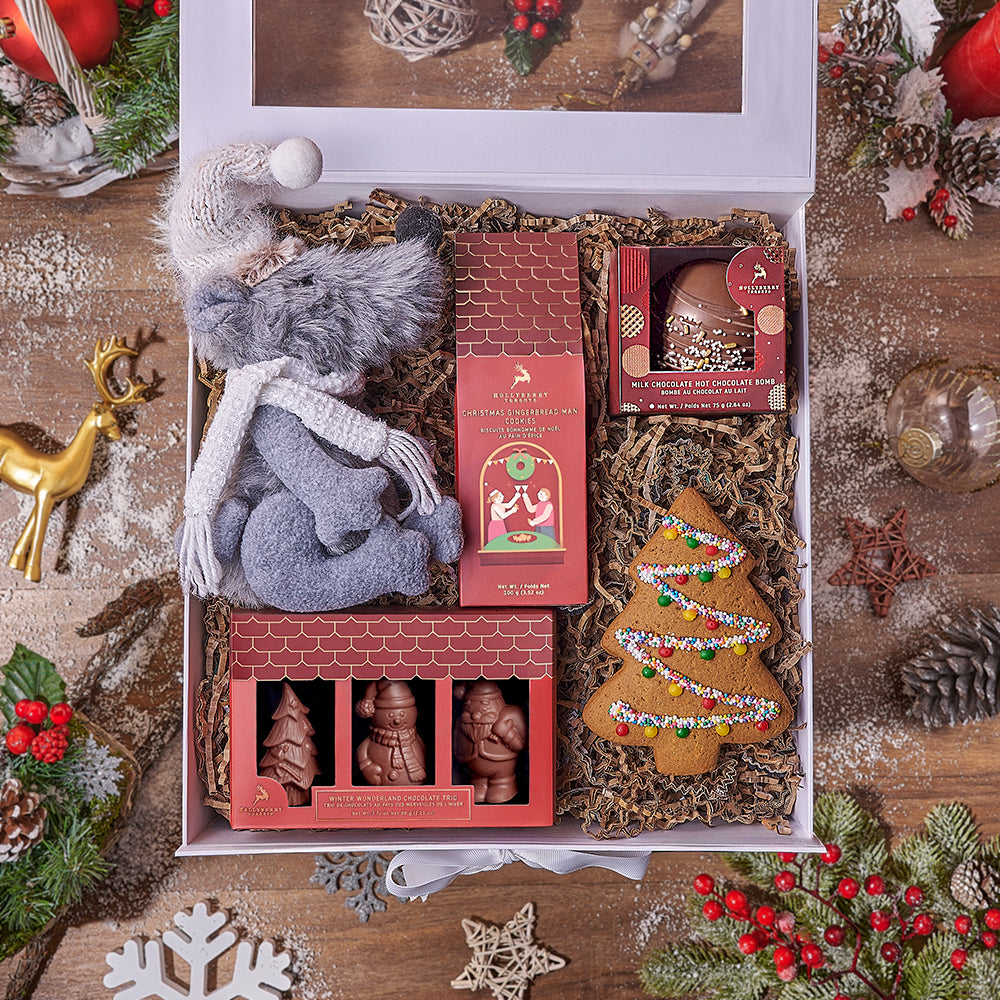 Christmas Hot Cocoa &amp; Treats Basket, christmas gift, christmas, chocolate gift, chocolate, cookie gift, cookie, Maine delivery