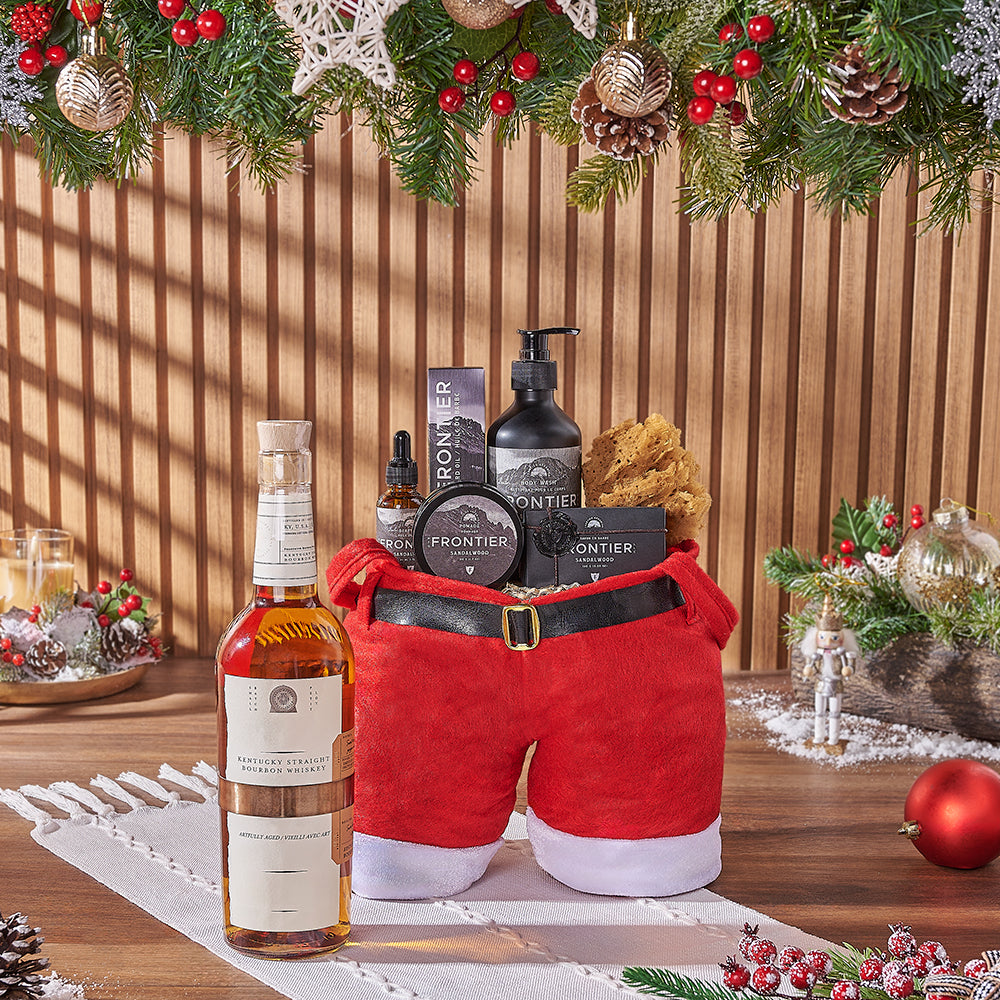 Christmas Liquor &amp; Spa Gift Bag, liquor gift, liquor, spa gift, spa, Christmas gift, Christmas, men's spa gift, men's spa, Maine delivery