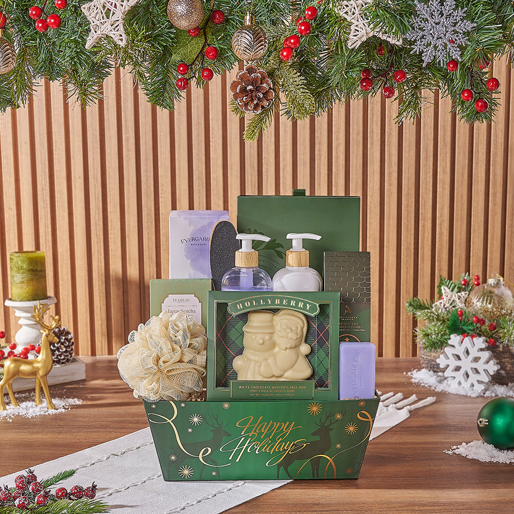 Christmas Relaxation Gift Set, Christmas gift, Christmas, spa gift, spa, chocolate gift, chocolate, tea gift, tea, Maine delivery