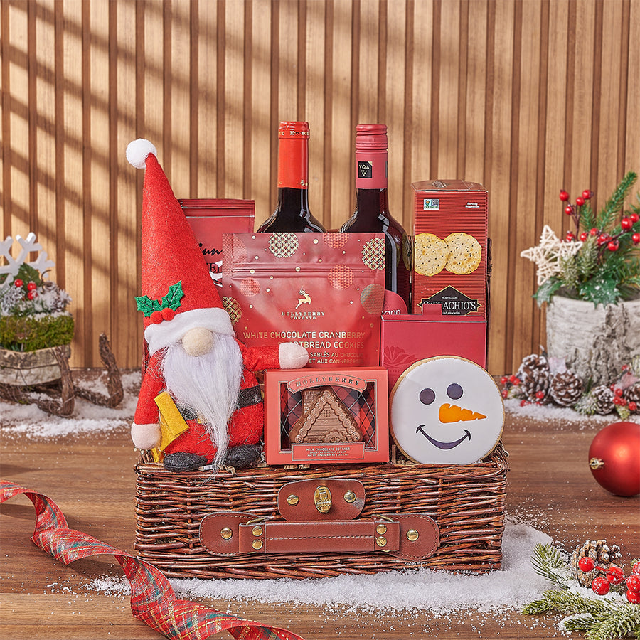 Christmas Wine Pairing Basket, wine gift, wine, chocolate gift, chocolate, christmas gift, christmas, Maine 
delivery
