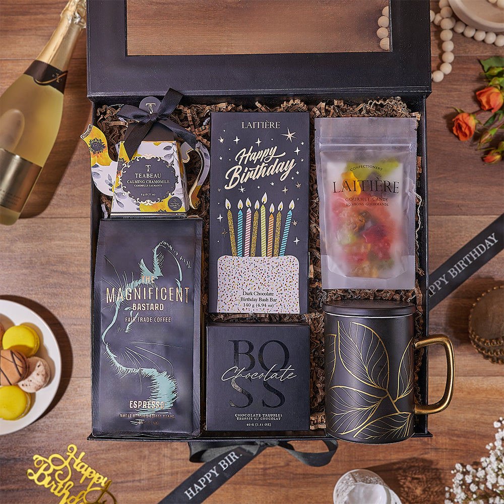 Birthday Black Box Gift Basket – how the gift is presented