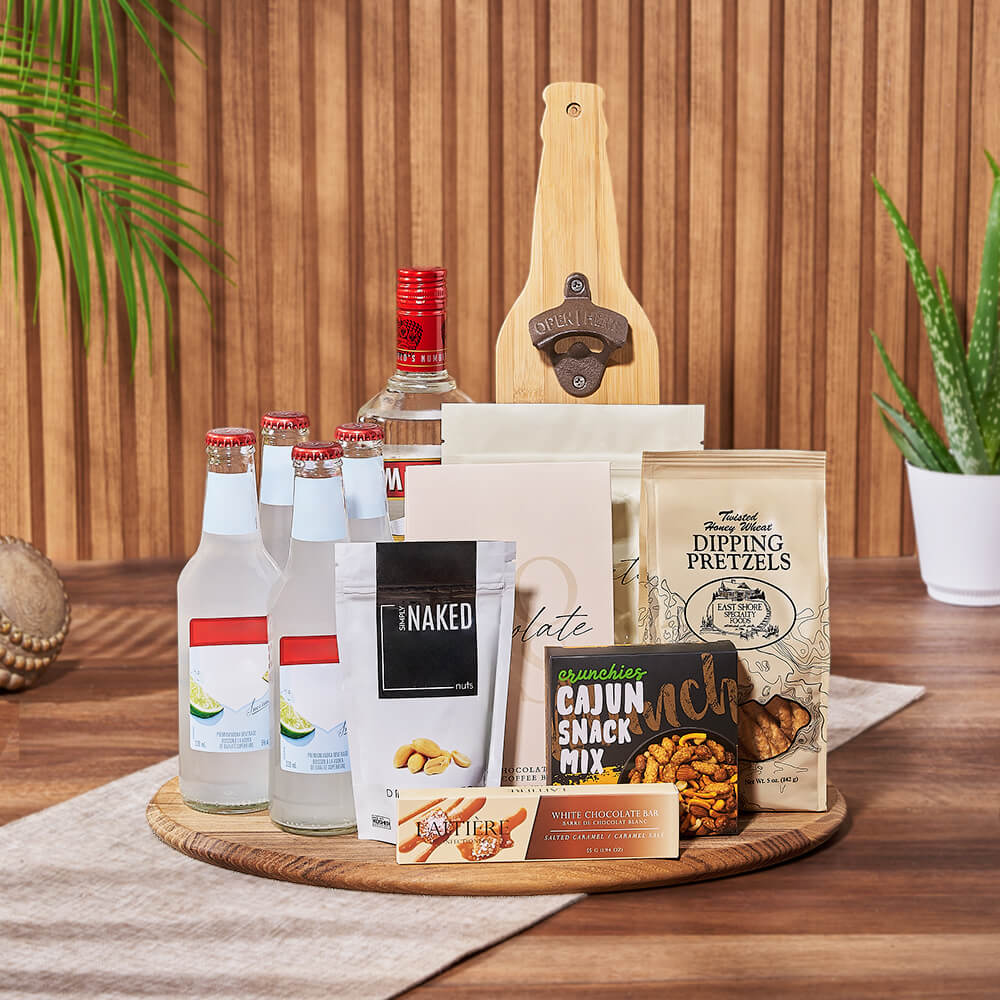 Coolers &amp; Crunch Liquor Basket –  Maine baskets – Maine delivery