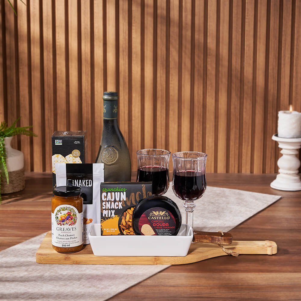 Delightful Wine &amp; Treat Gift Set from Maine Baskets - Wine Gift Basket - Maine Delivery