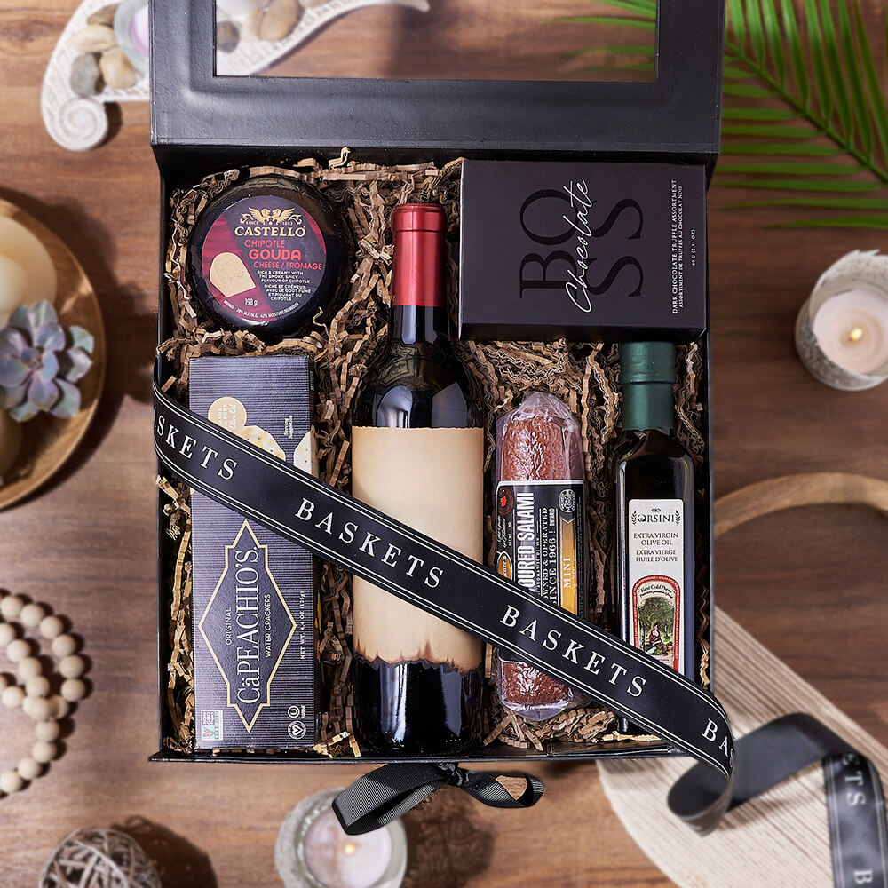 Deluxe Wine &amp; Cheese Crate from Maine Baskets - Wine Gift Set - Maine Delivery