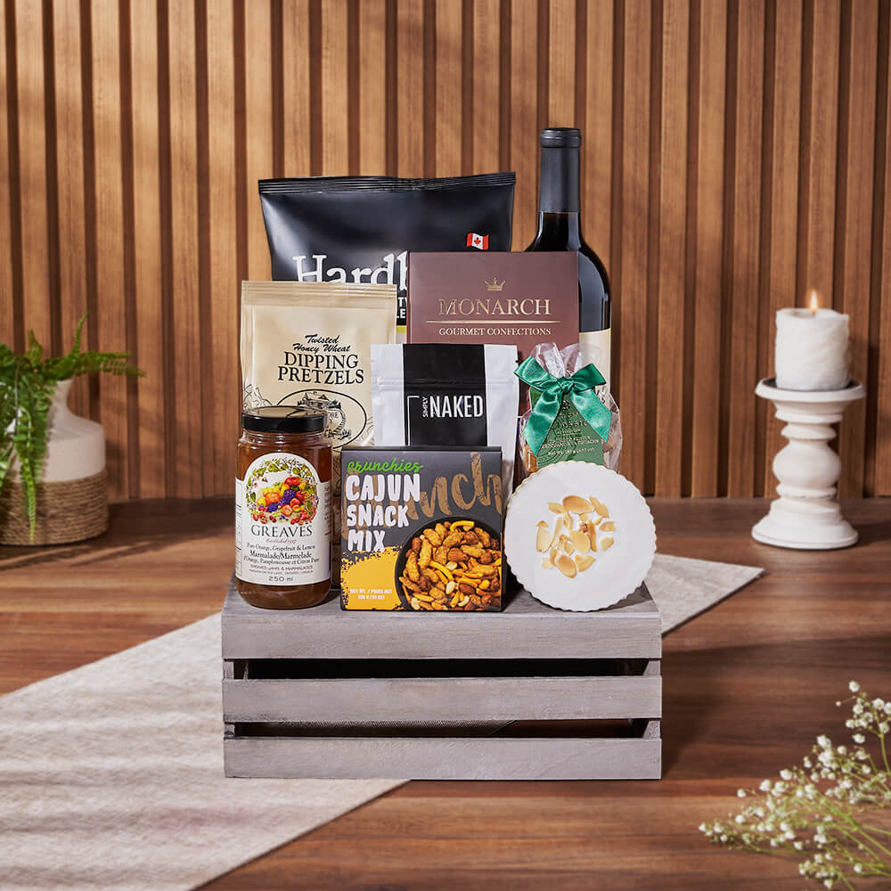 Divine Snack &amp; Wine Gift Set from Maine Baskets - Wine Gift Basket - Maine Delivery