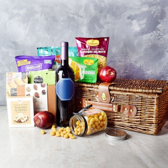 Diwali Gift Basket With Sparkling Gifts &amp; Goodies from Maine Baskets - Wine Gift Basket - Maine Delivery