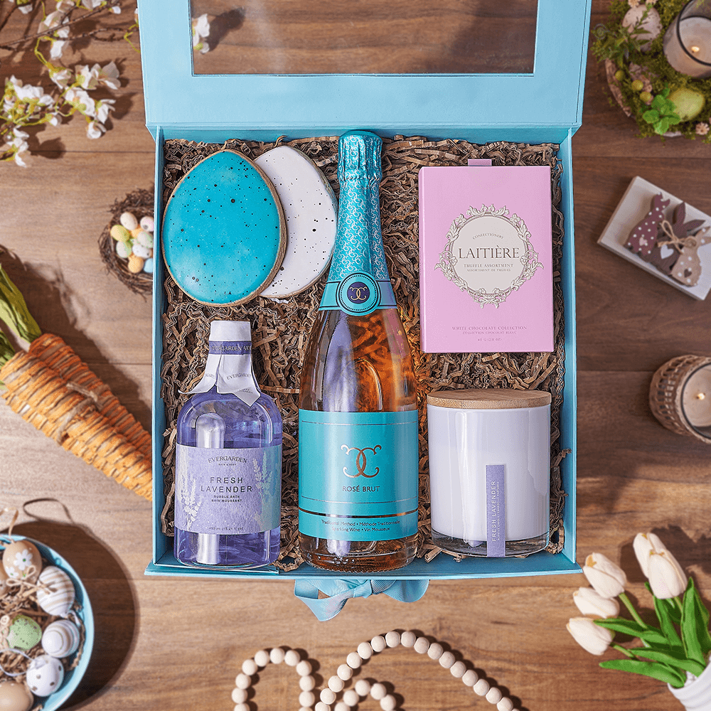 Easter Spa & Champagne Box, spa gift, spa, champagne gift, champagne, sparkling wine gift, sparkling wine, Maine delivery