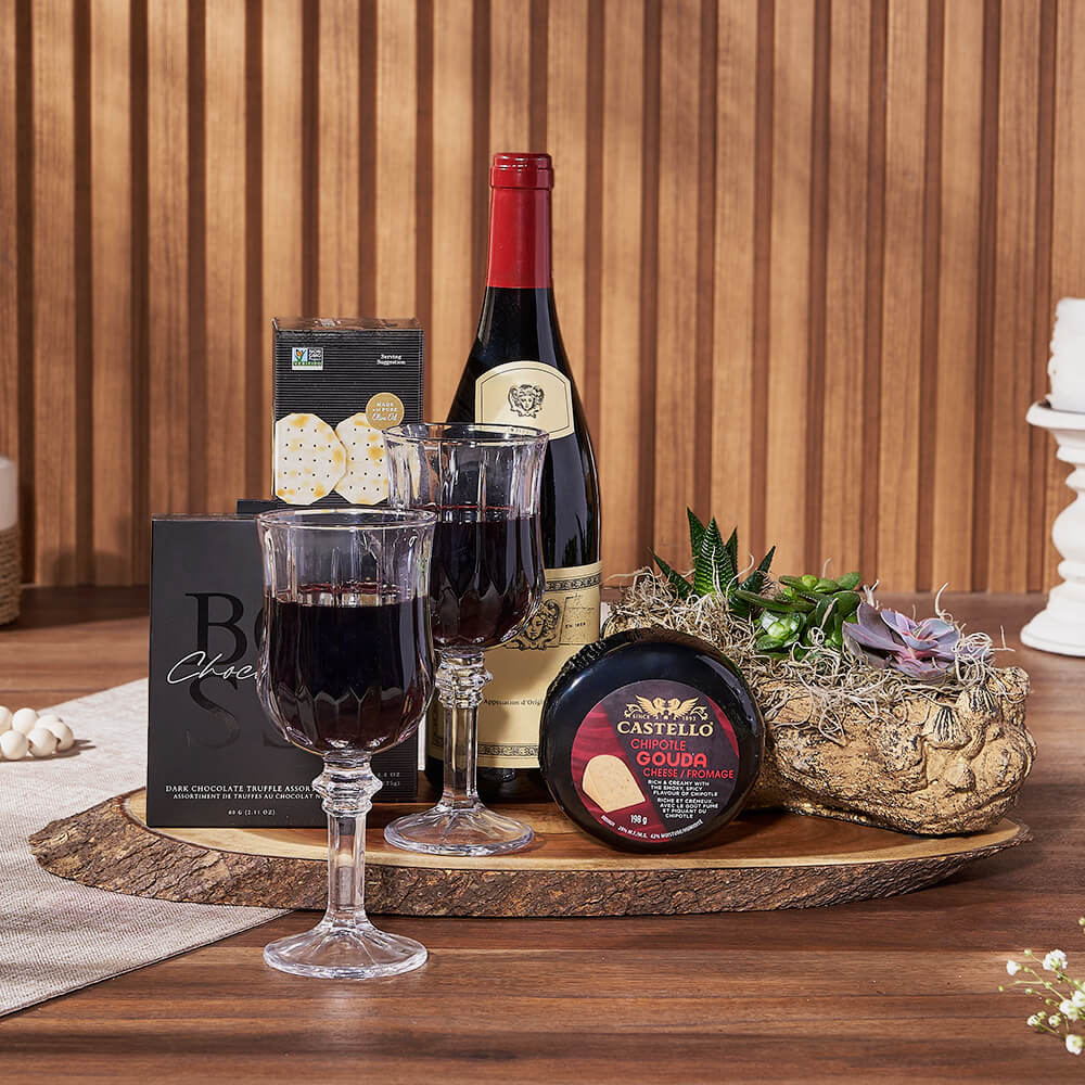 Exquisite Treats &amp; Wine Gift Set from Maine Baskets - Wine Gift Basket - Maine Delivery